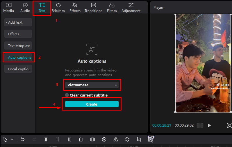 Cách thêm phụ đề tự động (auto caption) chuẩn