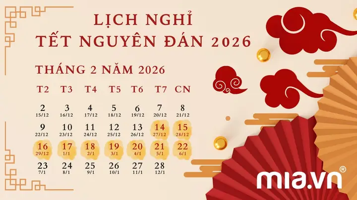 Đếm ngược đến Tết Nguyên Đán 2027 còn bao nhiêu ngày?