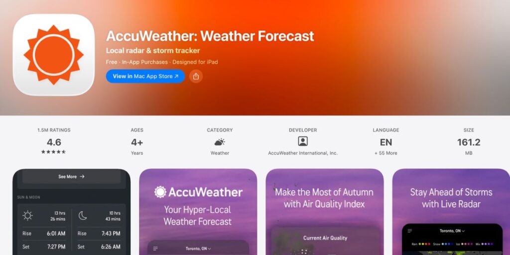 So sánh nguồn dữ liệu thời tiết: Open-Meteo, AccuWeather, Windy, Google